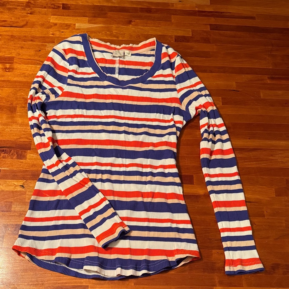 Anthropologie Stretchy Striped Long Sleeve Top XL